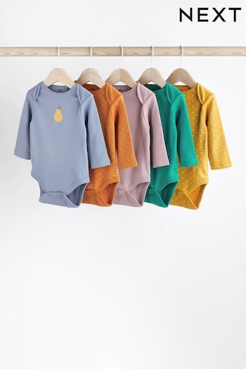 Multi Placement Baby Long Sleeve Bodysuits 5 Pack (N43283) | £18 - £20
