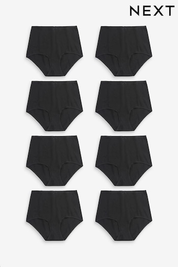 Black Full Brief Cotton Blend Knickers 8 Packs (N43292) | £18