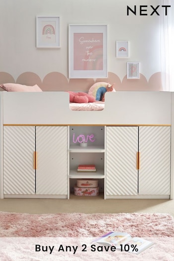 White Valencia Junior Kids Storage Cabin Bed Frame (N43300) | £799