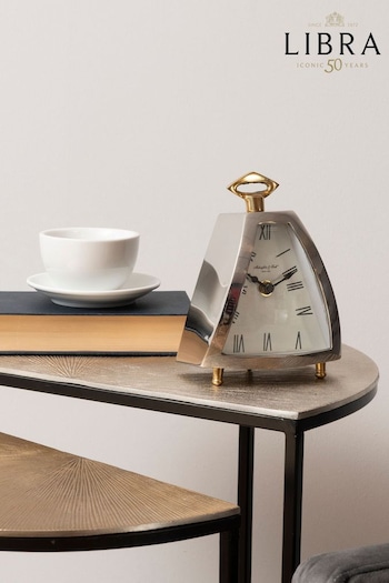 Libra Silver Isosceles Curved Front Mantel Clock (N43368) | £87