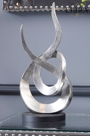 Libra Silver Entwined Flame Silver Aluminium Sculpture Large (N43398) | £160