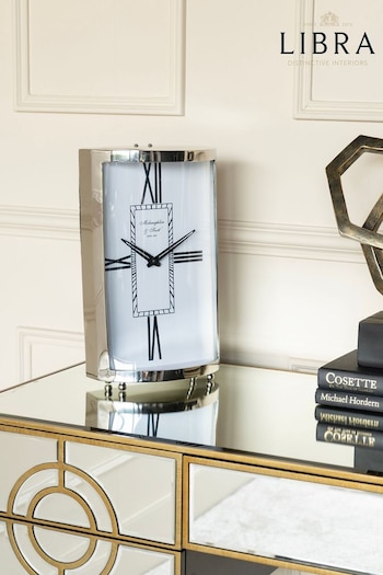 Libra Silver Johnson Small Mantel Clock (N43405) | £225