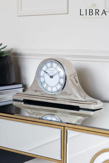 Libra Silver Retro Carriage Mantel Clock (N43417) | £175