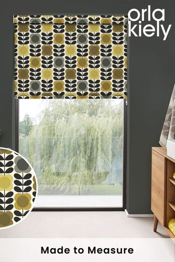 Orla Kiely Yellow and Grey Spot Flower Stem Made to Measure Roller Blinds (N43429) | £58