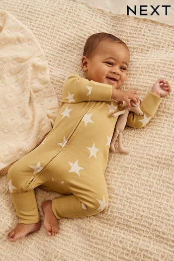 Chartreuse Yellow Turnover Feet Two Way Zip Baby Sleepsuit 1 Pack (0mths-3yrs) (N43480) | £9 - £10