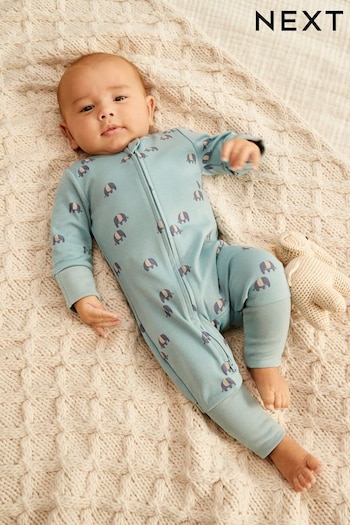 Mint Green Turnover Feet Two Way Zip Baby Sleepsuit 1 Pack (0mths-3yrs) (N43482) | £9 - £10