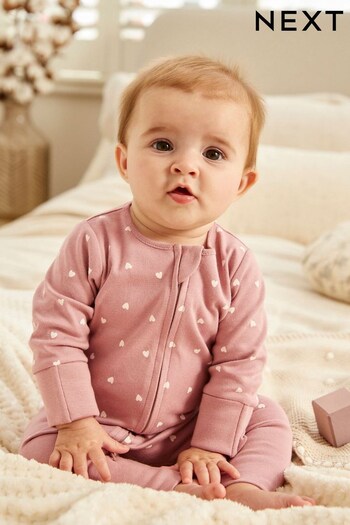 Mauve Purple Turnover Feet Two Way Zip Baby Sleepsuit 1 Pack (0mths-3yrs) (N43483) | £9 - £10