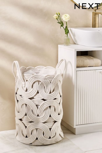 White Rope Storage Laundry Bag Basket (N43501) | £42