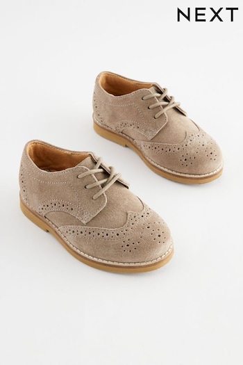 Sand Brown Standard Fit (F) Leather Brogue Shoes (N43545) | £28 - £30