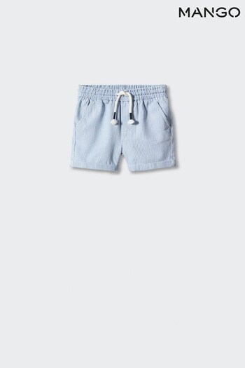 Mango Blue Striped Cotton Bermuda alla Shorts (N43557) | £16