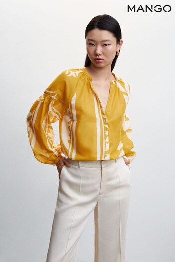 Mango Puffed Sleeve Printed Shirt (N43596) | £50
