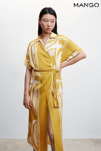 Mango Yellow Printed Shirt Dress (N43597) | £60