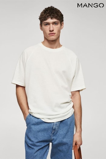 Mango Textured Cotton White T-Shirt (N43606) | £23