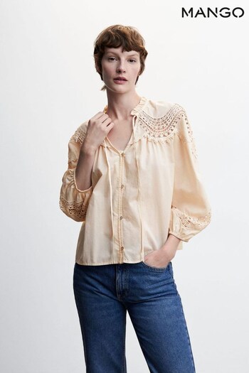 Mango Pink Embroidered Cord Blouse (N43620) | £46