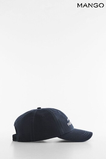 Mango Blue Embroidered Message Cap (N43640) | £30