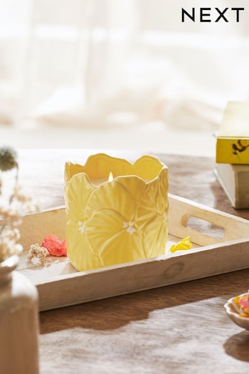 Yellow Single Wick Springtime Scented Floral Ceramic Candle (N43702) | £12