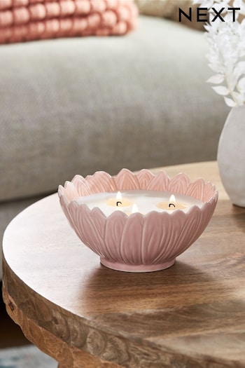 Pink 3 Wick Springtime Scented Floral Ceramic Candle (N43703) | £16