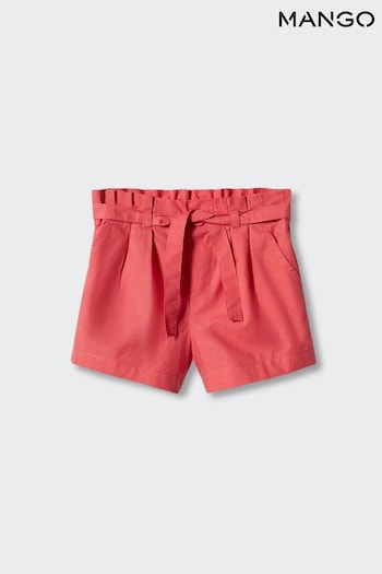 Mango Red Belt Cotton Blend Shorts wash (N43733) | £18