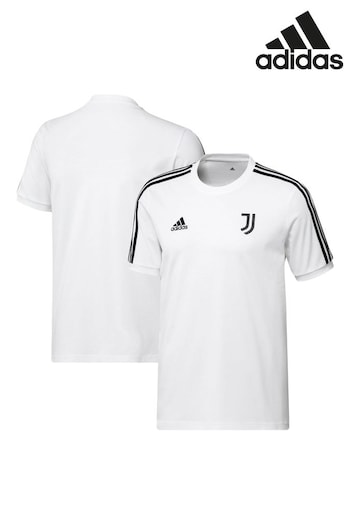 adidas White Juventus DNA 3 Stripe T-Shirt (N43759) | £33