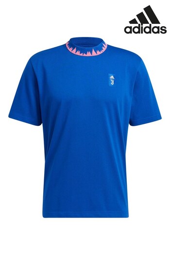 adidas Blue Juventus Lifestyler Heavy Cotton T-Shirt (N43761) | £45