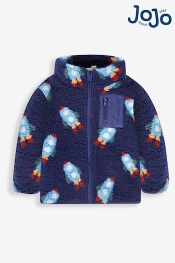 JoJo Maman Bébé Navy Blue Rocket Boys' Rocket Cosy Zip-Up Sweatshirt (N43953) | £28