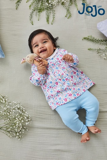 Hats & Mittens Blue Girls' Peter Rabbit Floral Tunic With Collar & Rib Leggings Baby Set (N43954) | £29