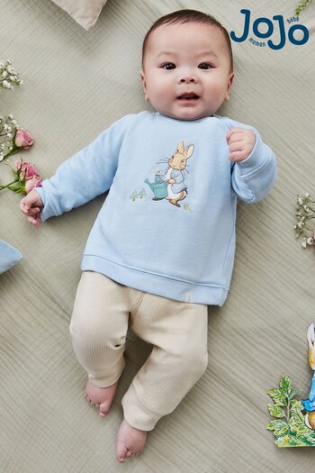 JoJo Maman Bébé Blue Peter Rabbit Appliqué Sweatshirt & Trousers Baby Set (N43955) | £28