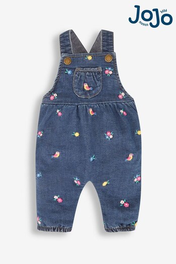 Cups & Mugs Chambray Bird & Flower Embroidered Dungarees (N43961) | £20