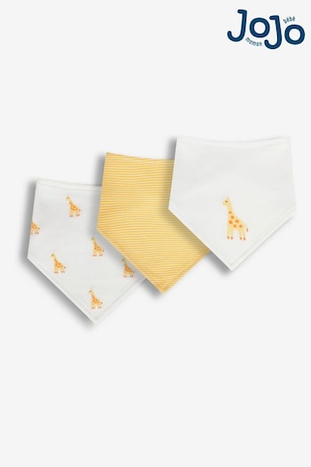 JoJo Maman Bébé Yellow Giraffe 3-Pack Cotton Baby Dribble Bibs (N43978) | £12