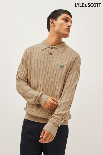 Lyle & Scott 1874 Vintage Cable Knitted Polo Jumper (N44011) | £110