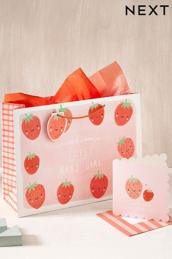 Pink Strawberry's Gift K60K607051 Bag and Card Set (N44034) | £4