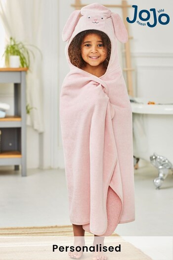 JoJo Maman Bébé Personalised Children's Pink Bunny Hooded Towel (N44053) | £30