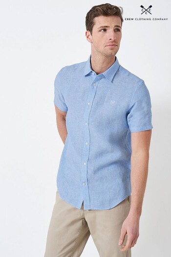 Crew Clothing Company Blue Linen Classic Shirt (N44066) | £59