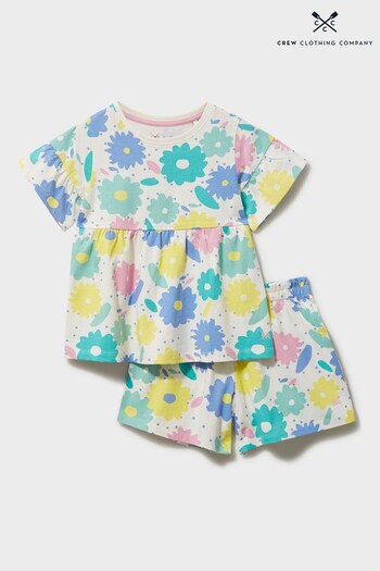 Crew Clothing Company Yellow Floral Print Cotton Pyjama Set (N44073) | £26 - £30