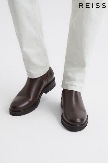 Reiss Chocolate Chiltern Leather Chelsea high Boots (N44209) | £198