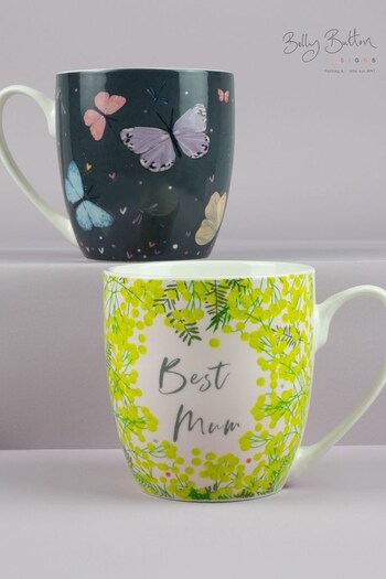 Belly Button Designs Best Mum with Butterflies - Tulip Shaped 2 Mug Set (N44276) | £28