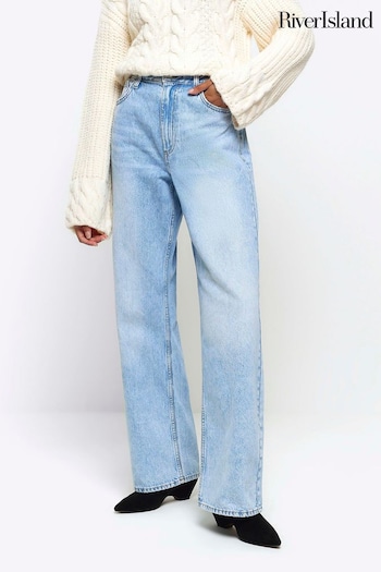 River Island Light Wash 90s Straight High Rise Jeans (N44299) | £38