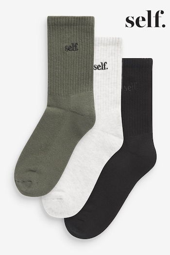 Black/Oat/Green Self. Cushion Sole Lounge Ankle Socks 3 Pack (N44377) | £10