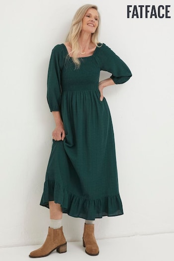 FatFace Forest Green Adele Midi Black hang Dress (N44378) | £69