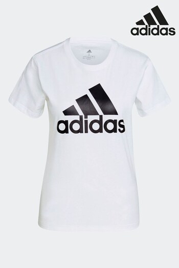 adidas White Sportswear Adult Essentials Logo T-Shirt (N44403) | £23