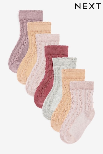 Pink/Neutral sneakers Cable Socks 7 Pack (0mths-2yrs) (N44426) | £8
