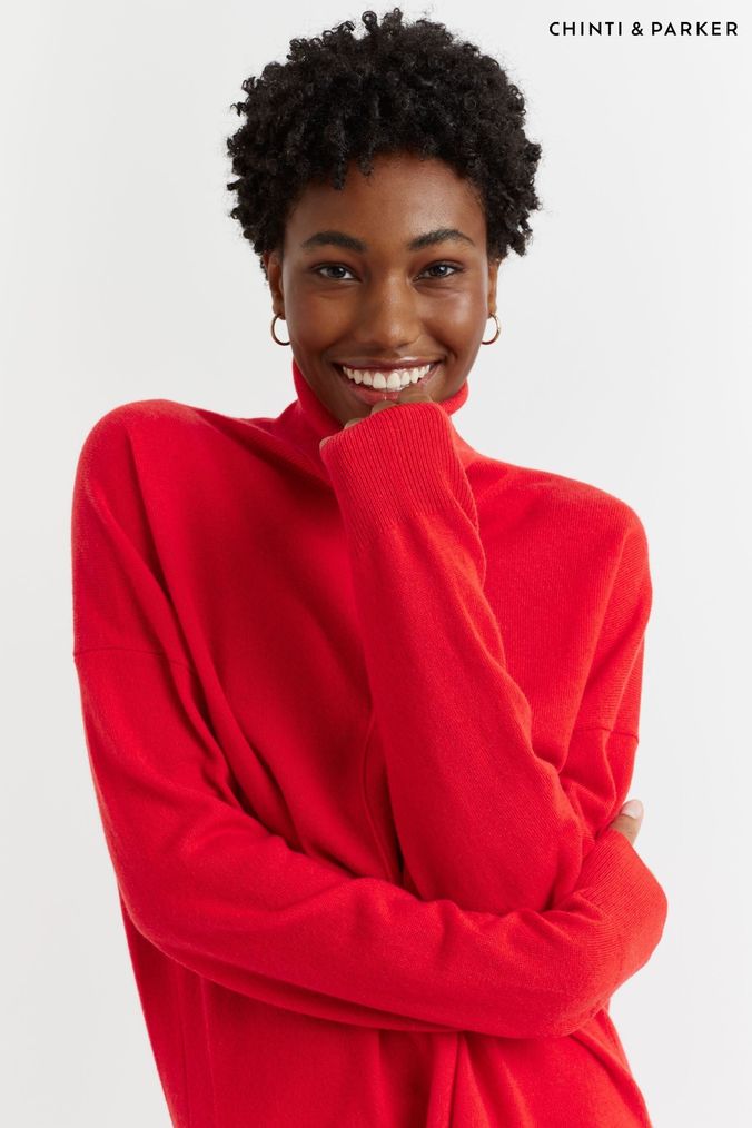 Red roll neck jumper hot sale womens