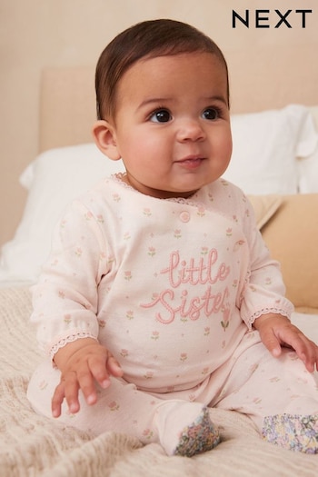 Pink Little Sister studded Sleepsuit (0-18mths) (N44453) | £8.50 - £9.50