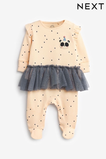 Cream/Blue Tutu Baby Sleepsuit (0mths-3yrs) (N44467) | £12 - £14