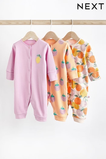 Orange Baby Printed Footless Sleepsuits 3 Pack (0mths-3yrs) (N44470) | £20 - £22