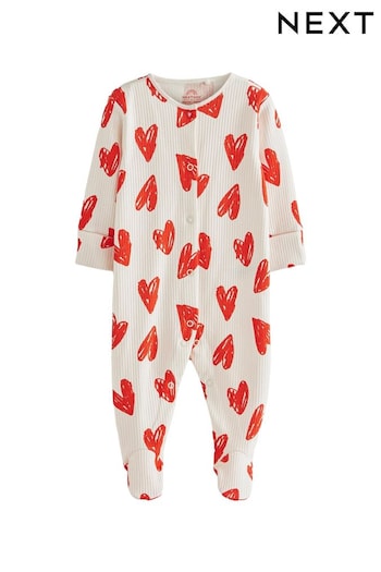 Red Hearts Baby Sleepsuit (0-2yrs) (N44483) | £8 - £9