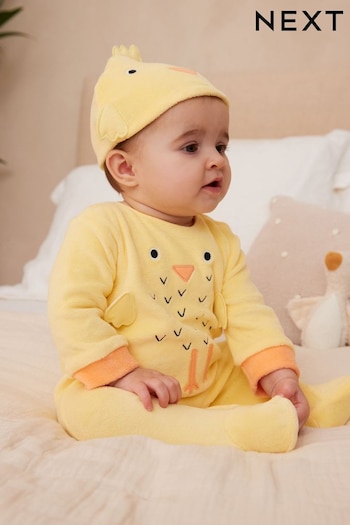 Yellow Novelty Chick Baby Sleepsuit (0-2yrs) (N44488) | £12 - £14