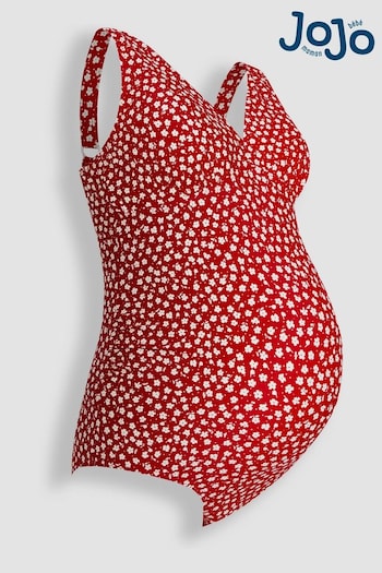 JoJo Maman Bébé Red Ditsy Floral V-Neck Maternity Swimsuit (N44507) | £38