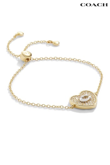 COACH Gold Tone Signature Heart Slider Bracelet (N44539) | £95