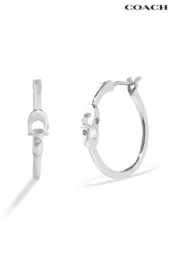 COACH Silver Tone Signature Hoop Earrings (N44561) | £40